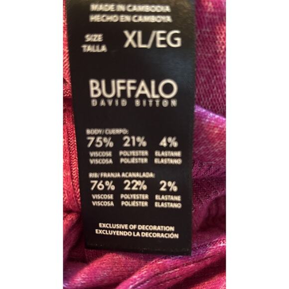 NEW Buffalo David Bitton Soft Cozy V-Neck Long Sleeve Raspberry Mix Top Size XL - Picture 4 of 4